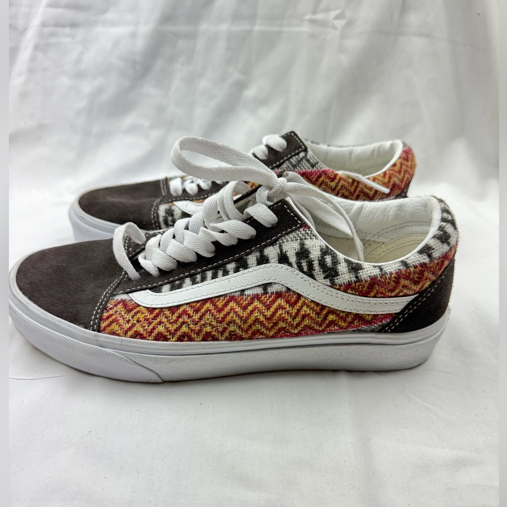 Vans womens Old Skool Fair Isle suede and canvas sneakers in fantastic brown